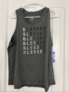 Fit Collective gray tank top ‘Blessed’ Women’s Size Medium NWT